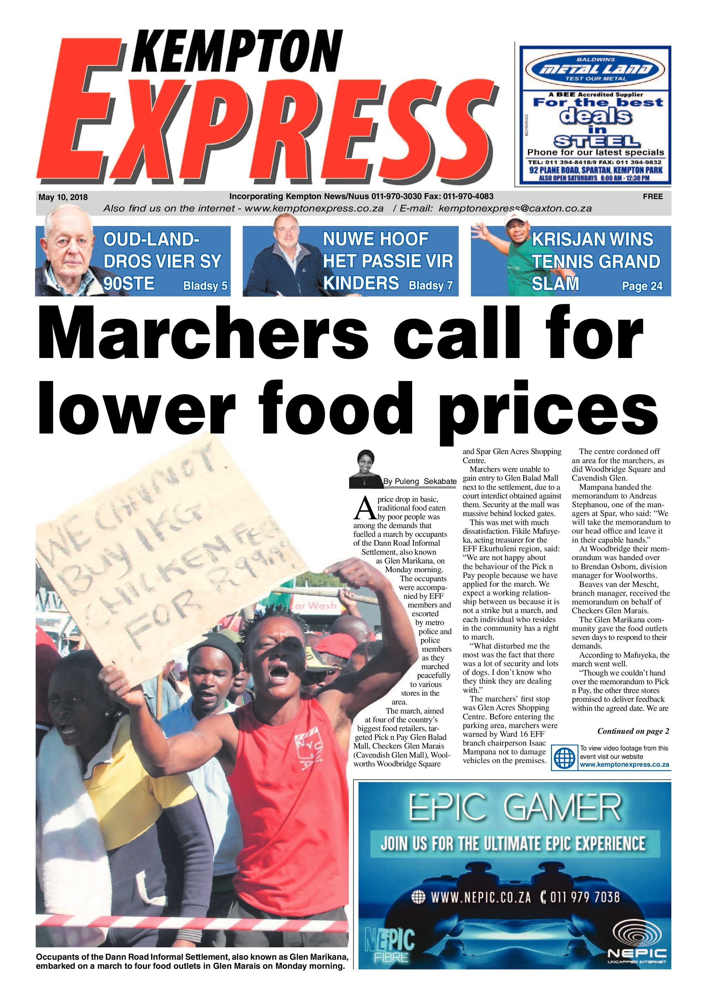 Kempton Express 10 May 2018 page 1