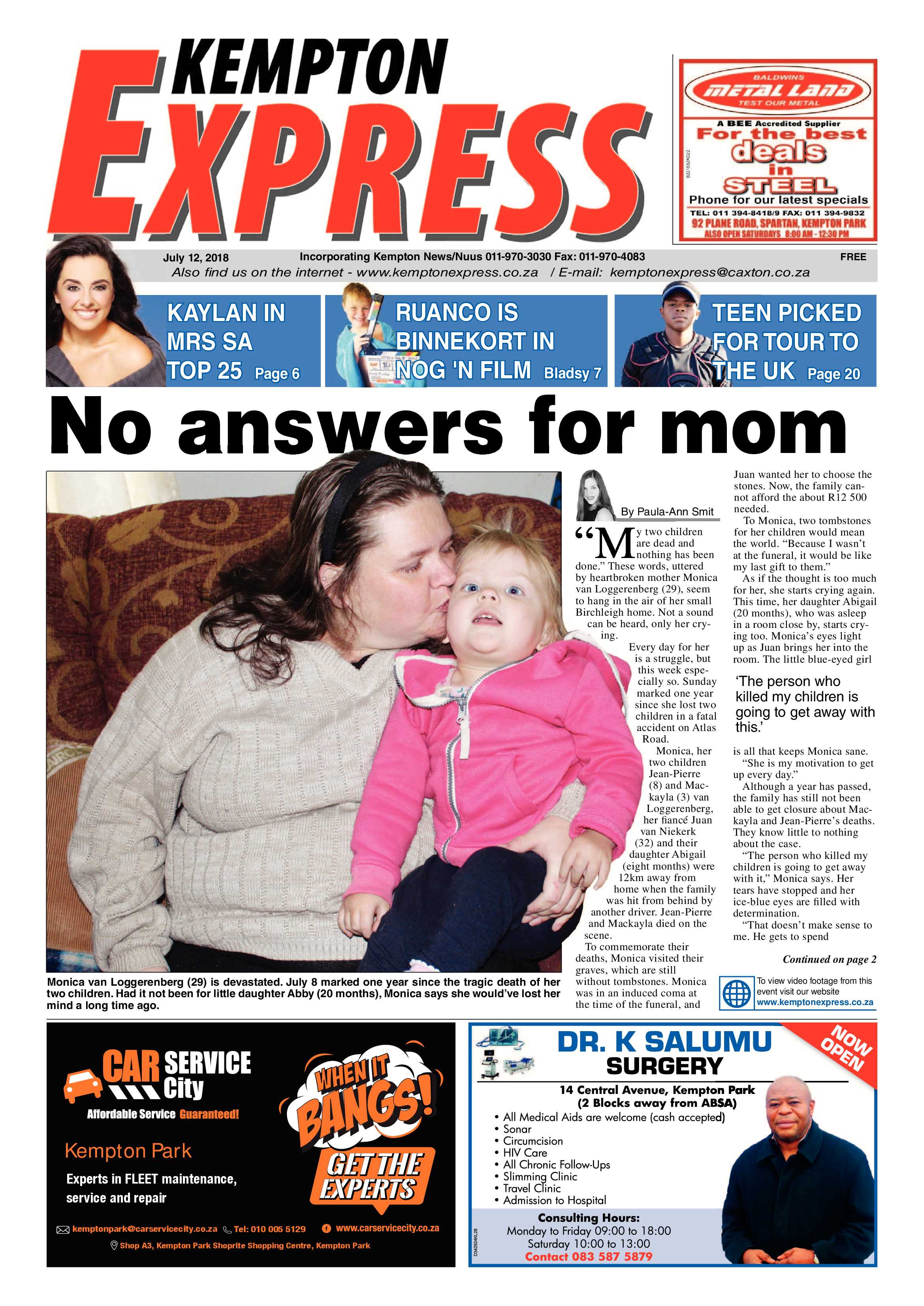 Kempton Express 12 July 2018 page 1