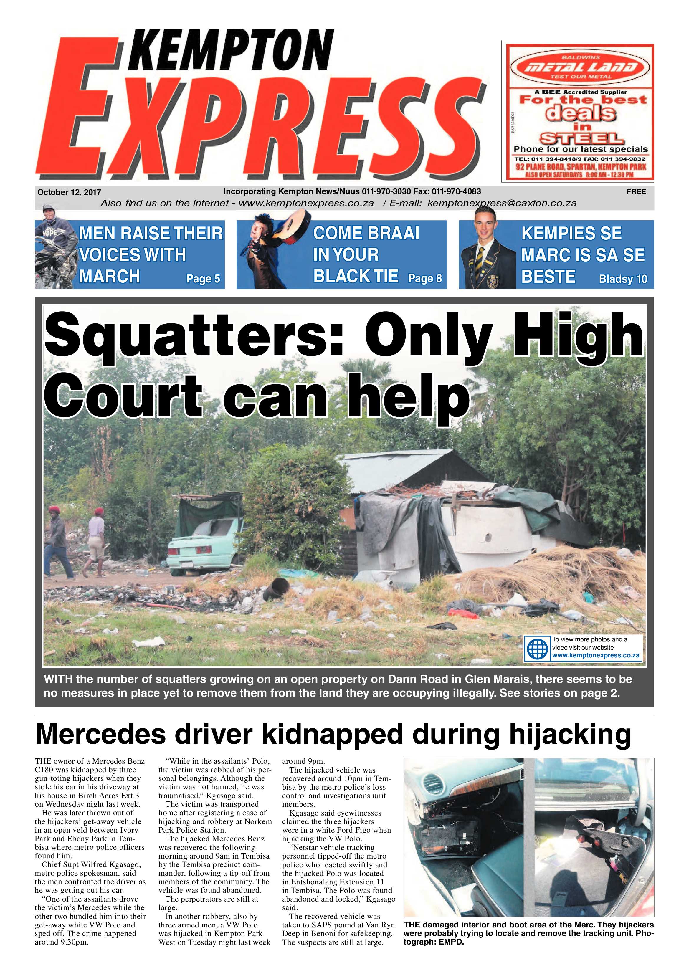 Kempton Express 12 October 2017 page 1
