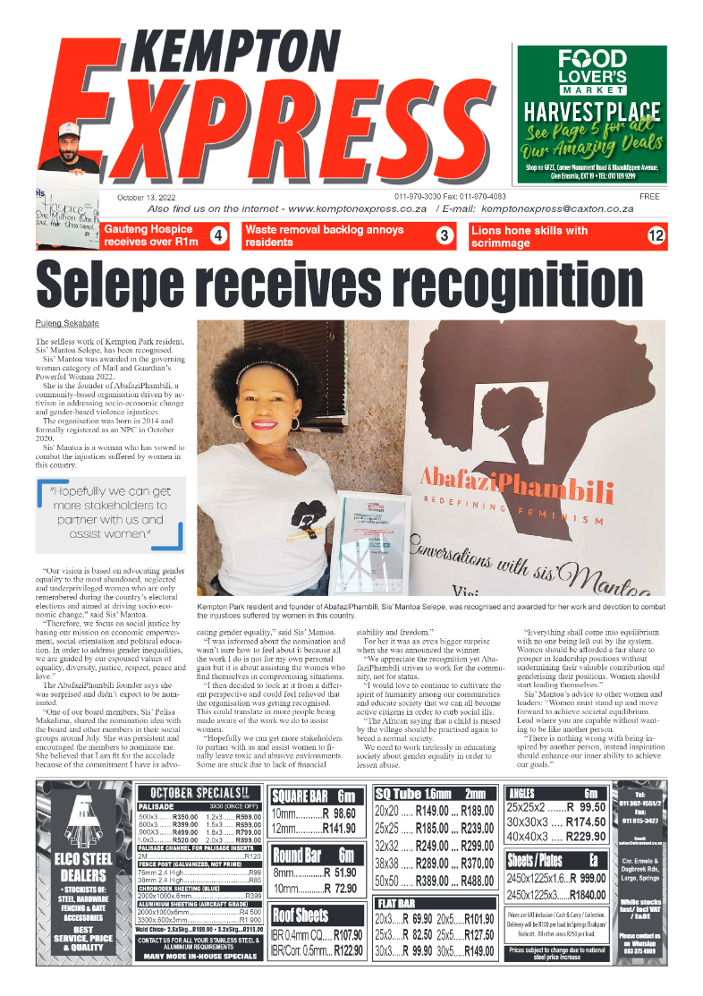 Kempton Express 13 October 2022 page 1