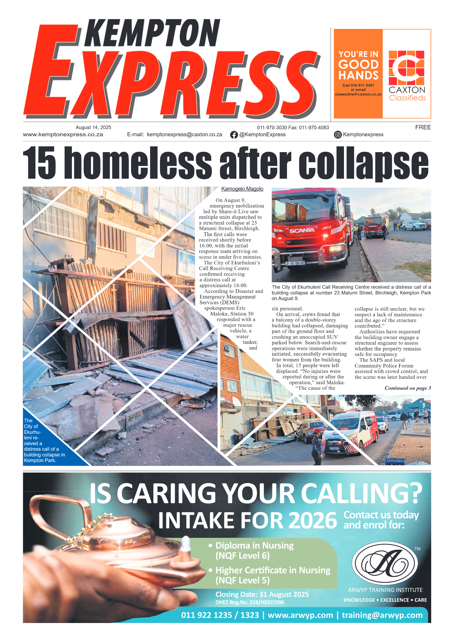 Kempton Express 14 August 2025 page 1