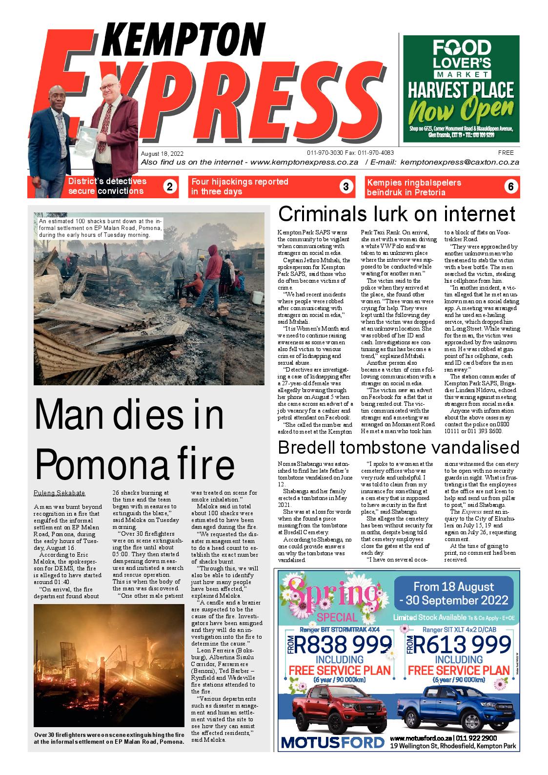 Kempton Express 18 August 2022 page 1