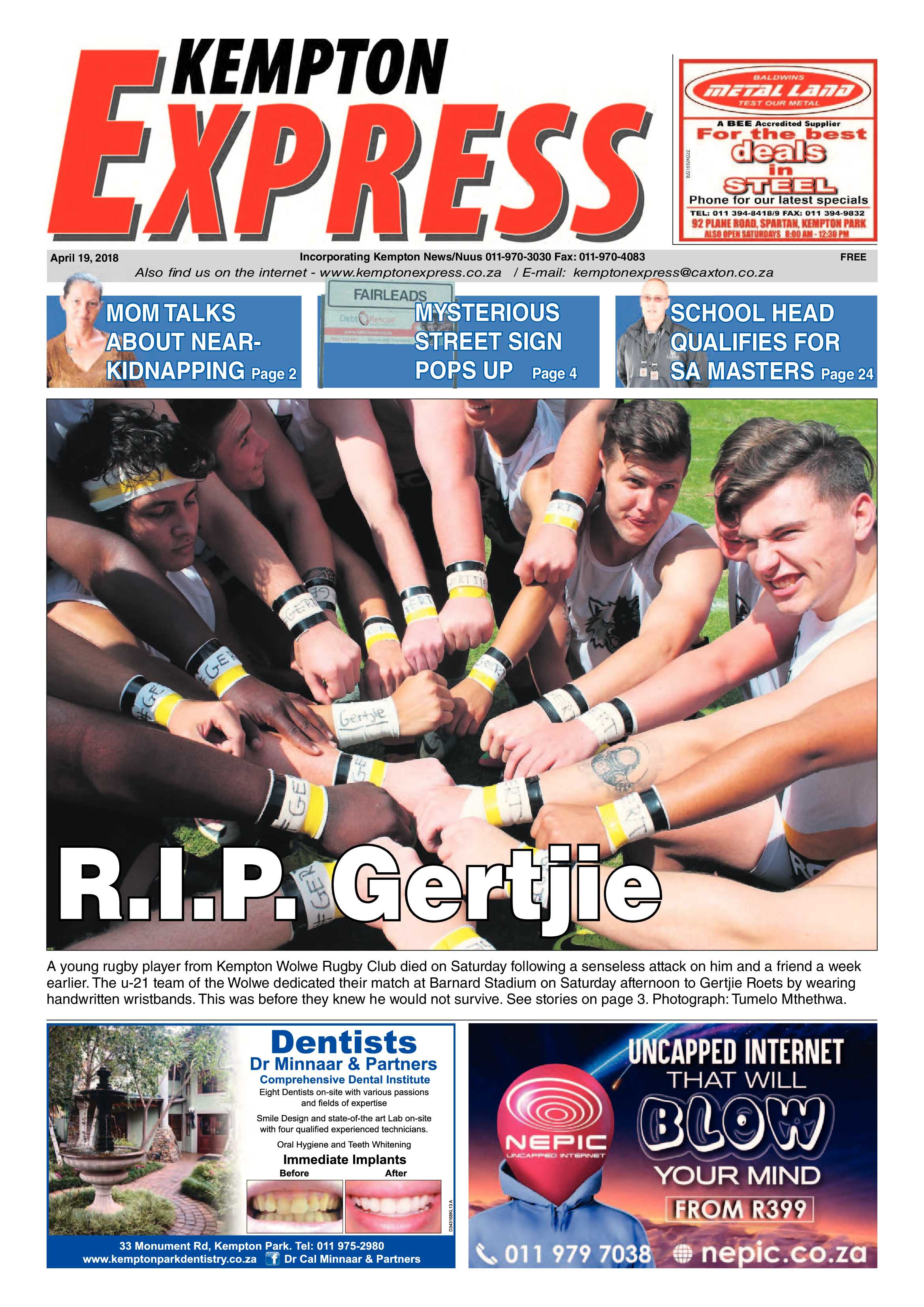 Kempton Express 19 April 2018 page 1