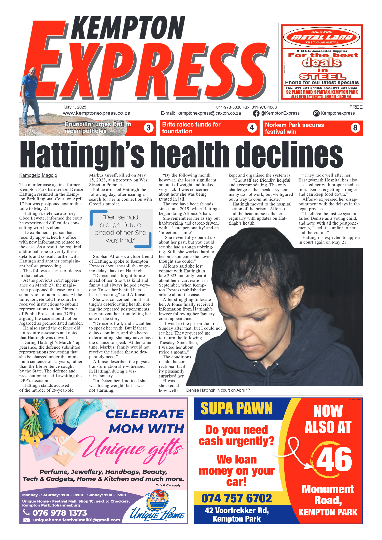 Kempton Express 1 May 2025 page 1