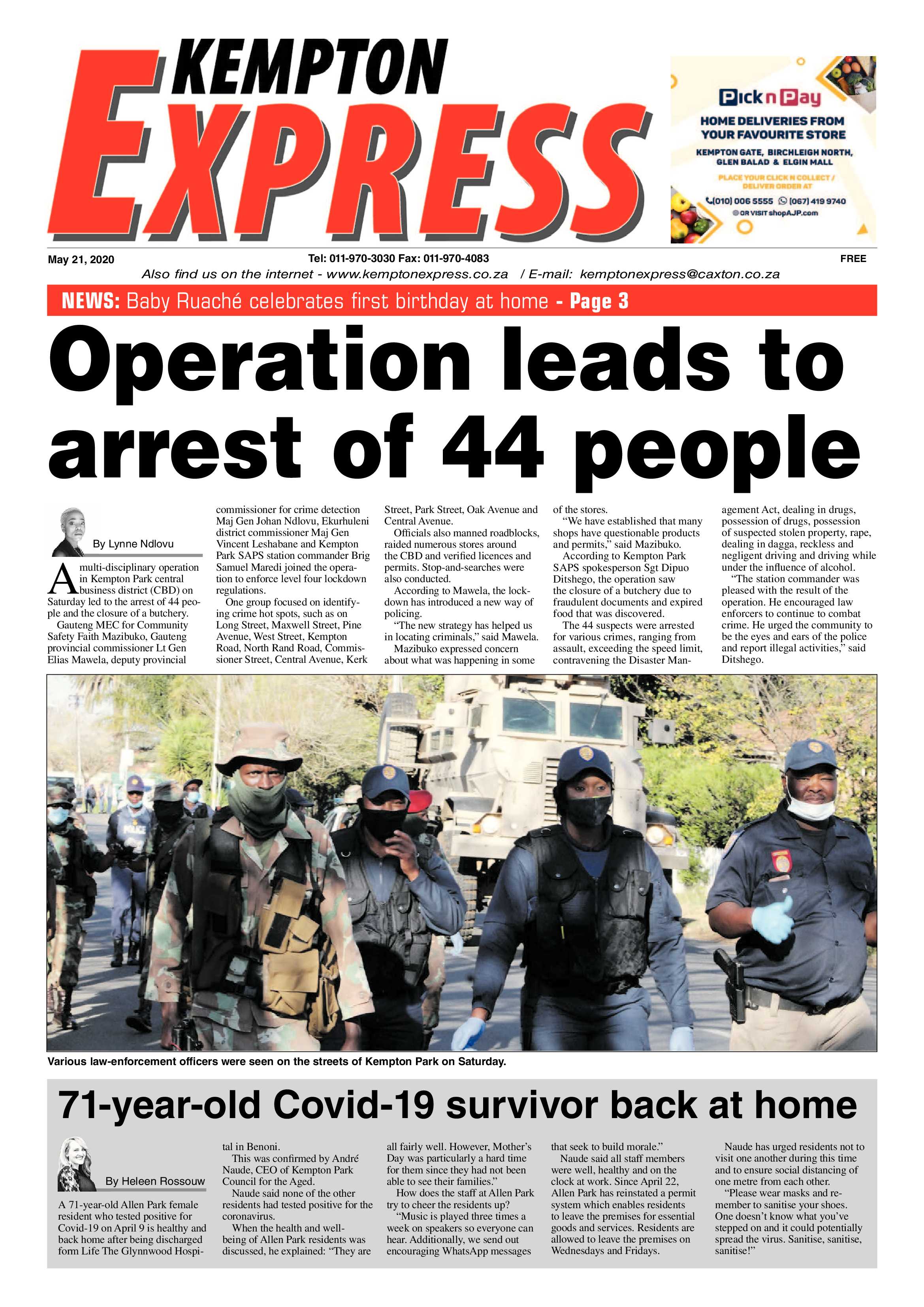 Kempton Express 21 May 2020 page 1