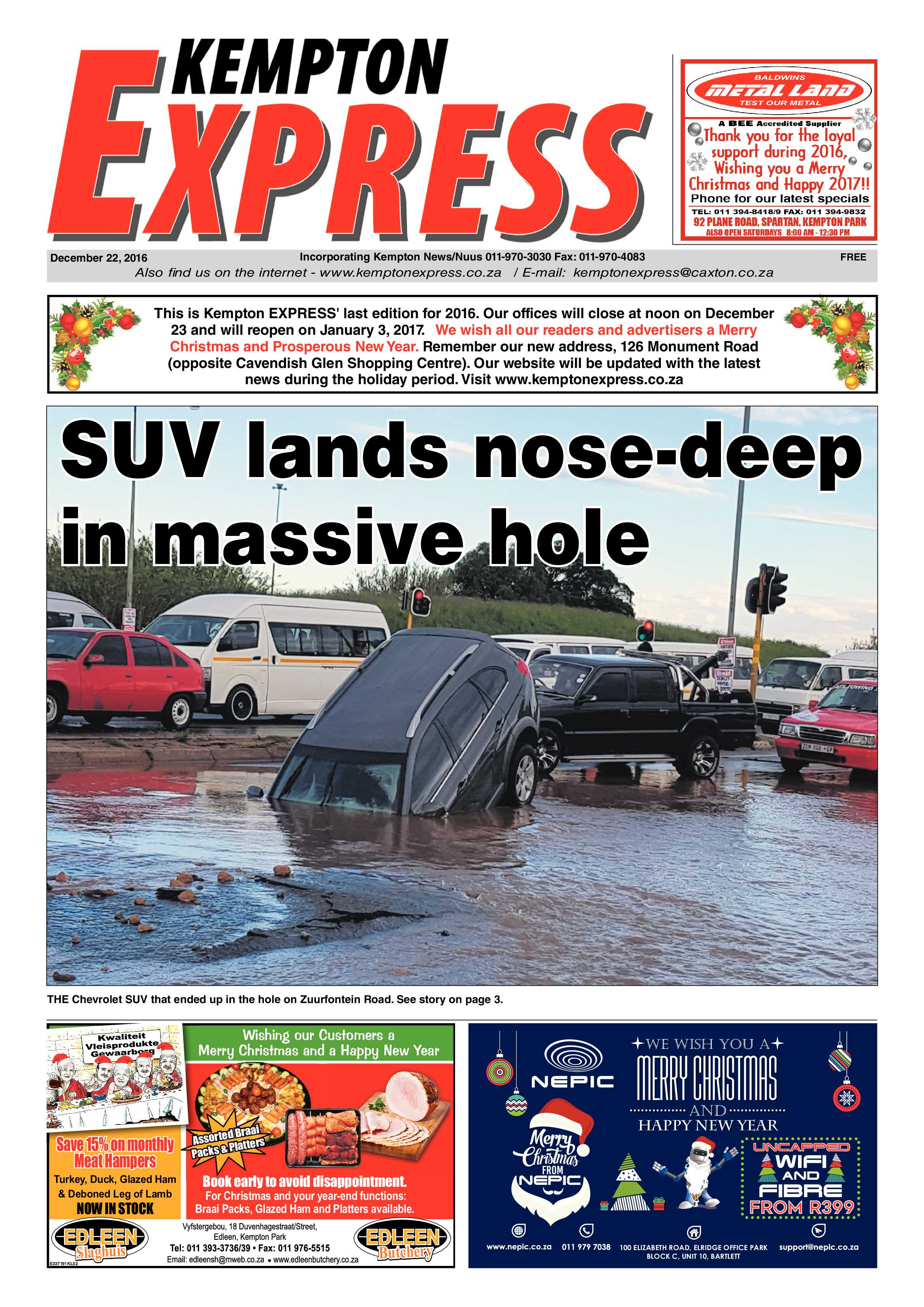 Kempton Express 22 December 2016 page 1