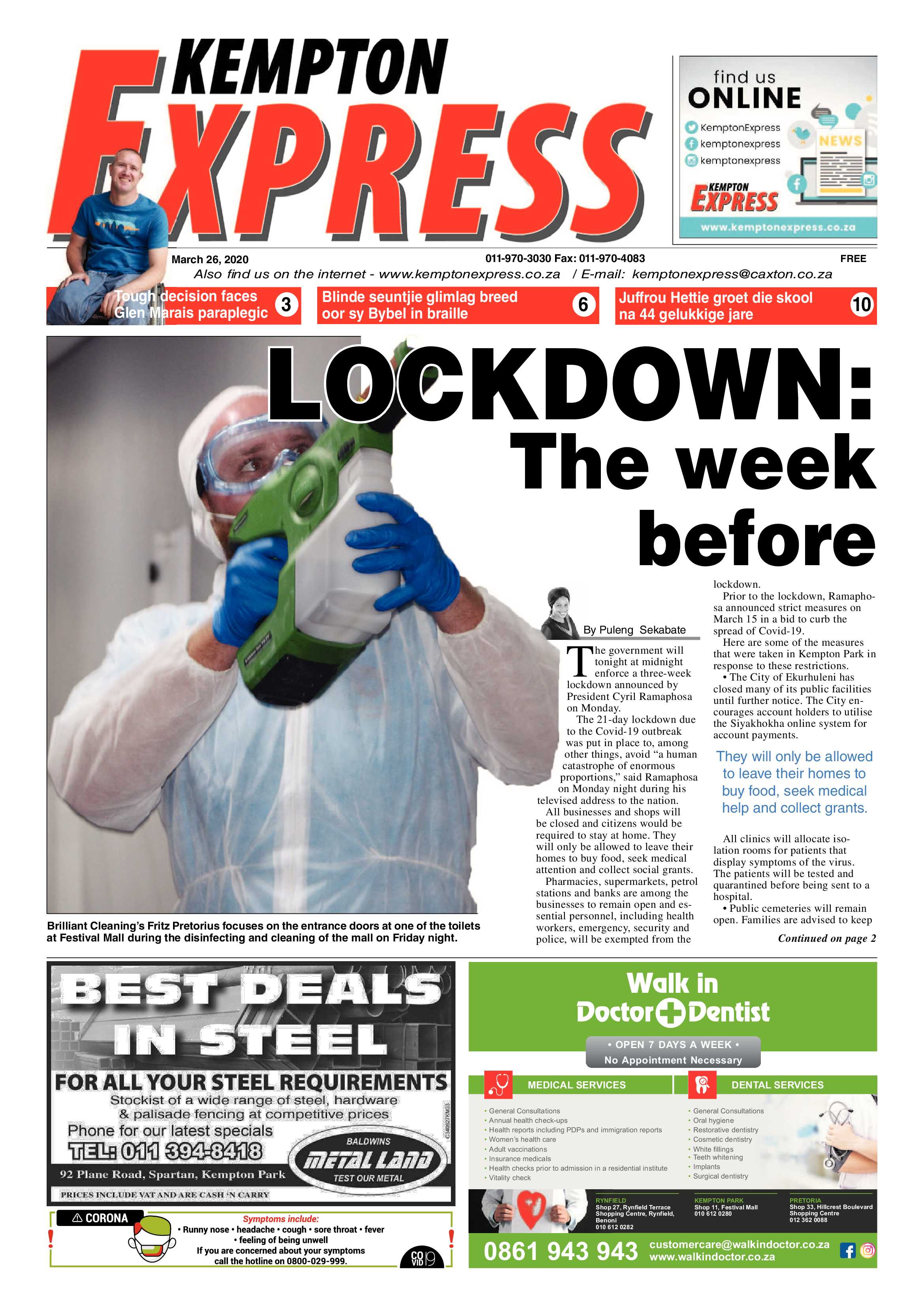 Kempton Express 26 March 2020 page 1