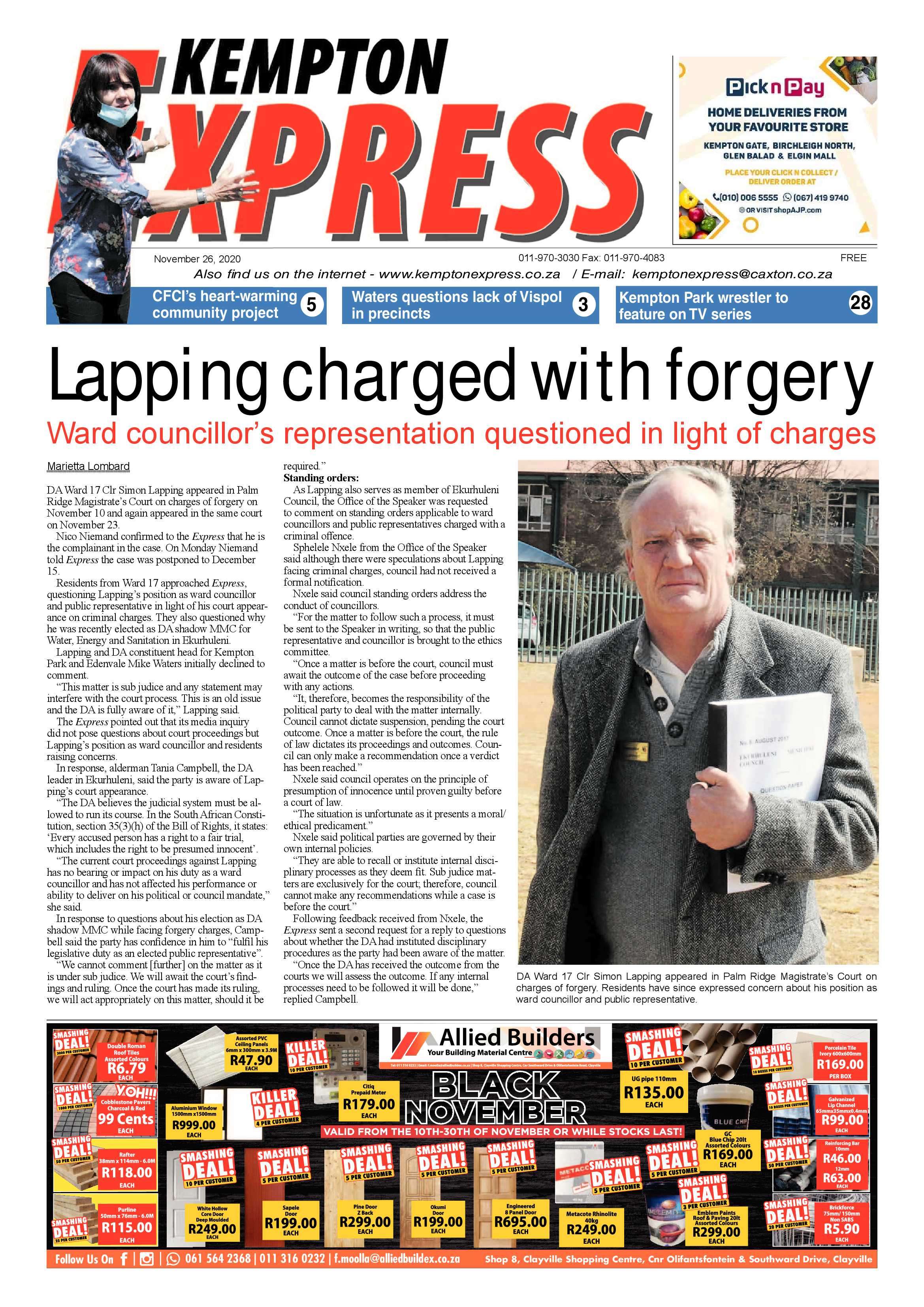 Kempton Express 26 November 2020 page 1