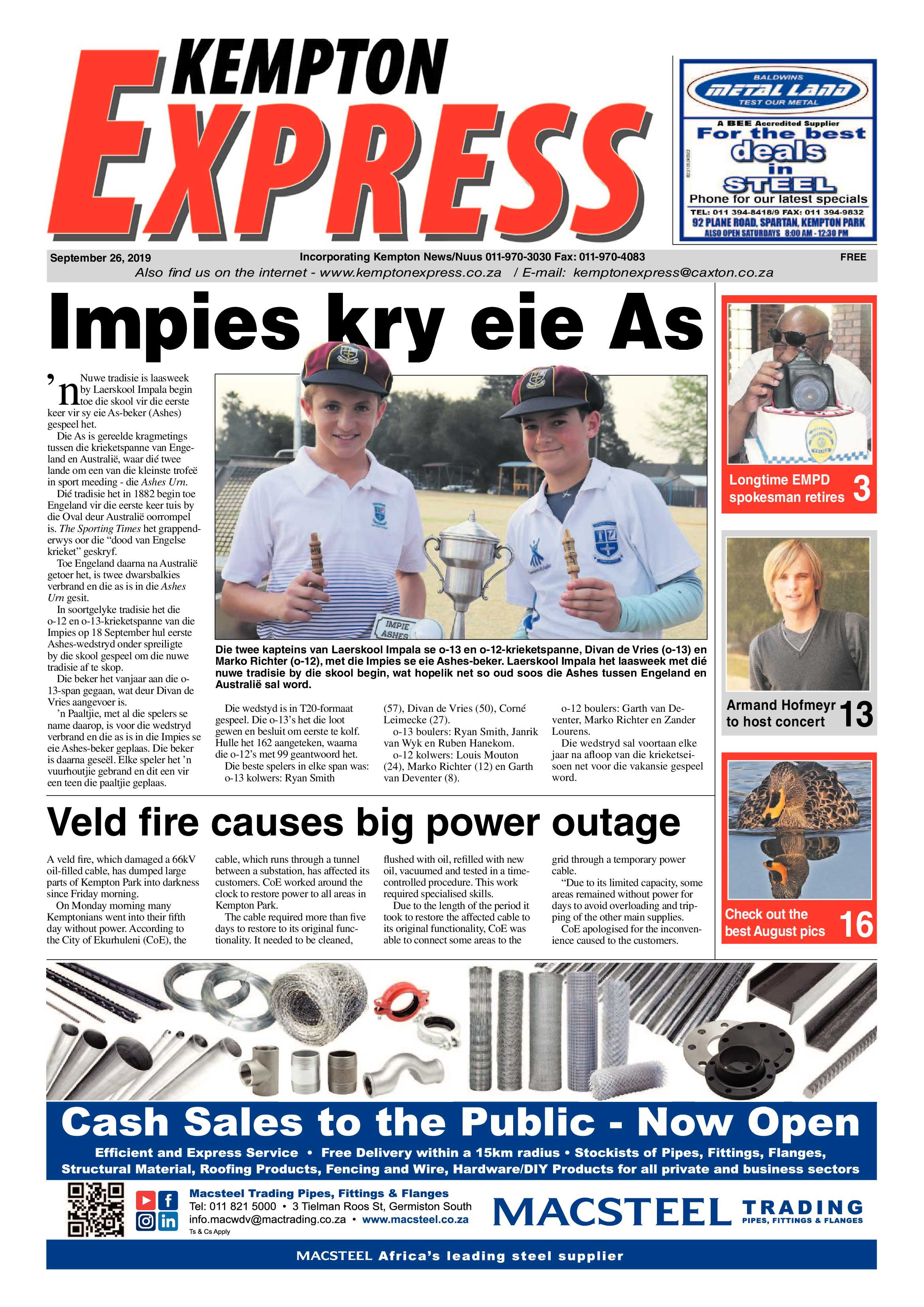 Kempton Express 26 September 2019 page 1