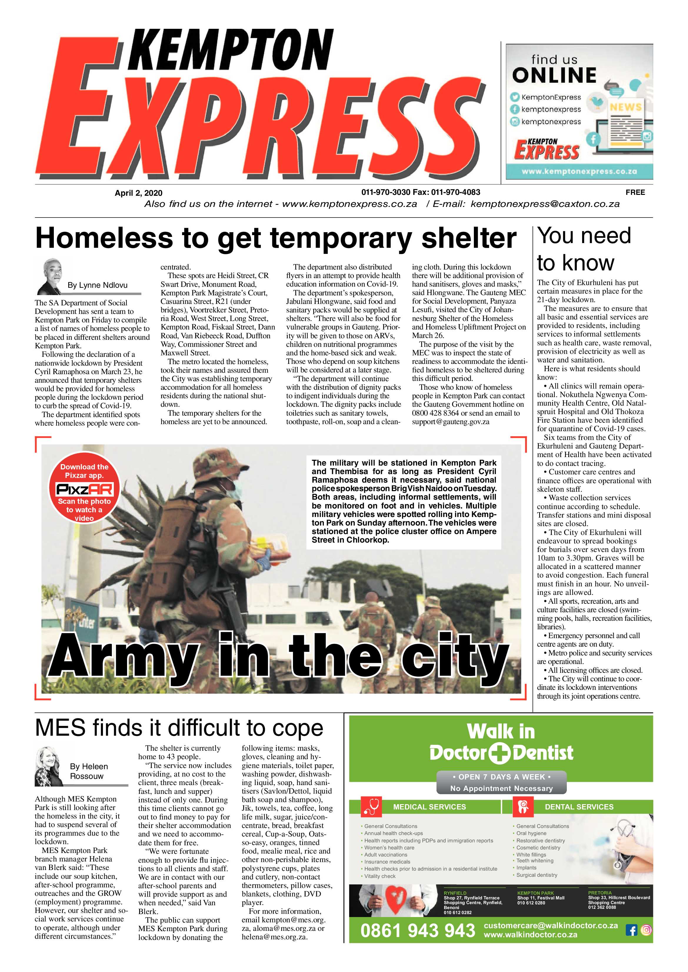 Kempton Express 2 April 2020 page 1