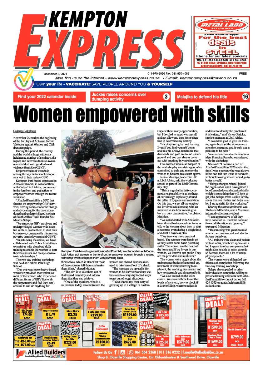 Kempton Express 2 December 2021 page 1