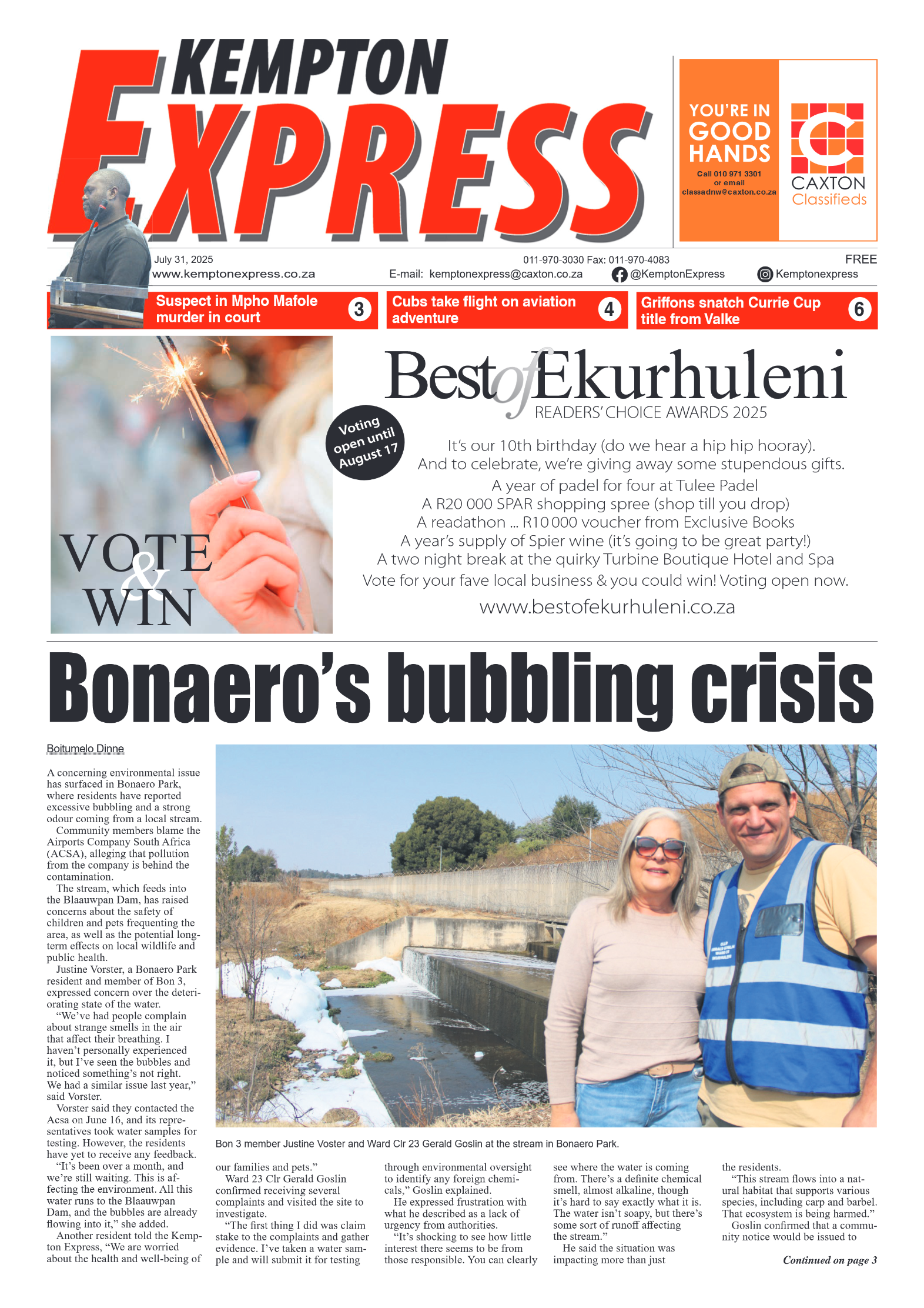 Kempton Express 31 July 2025 page 1