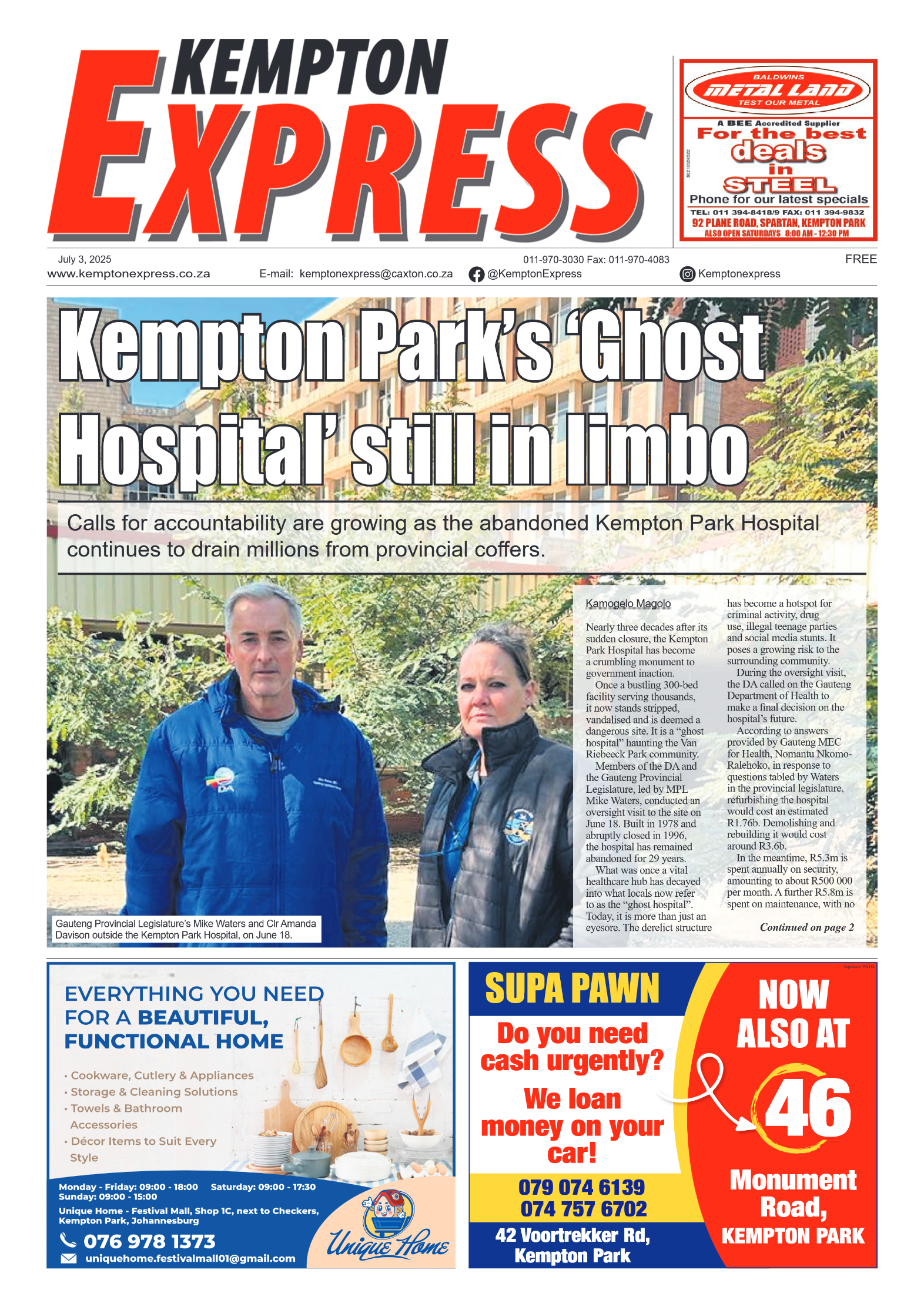 Kempton Express 3 July 2025 page 1