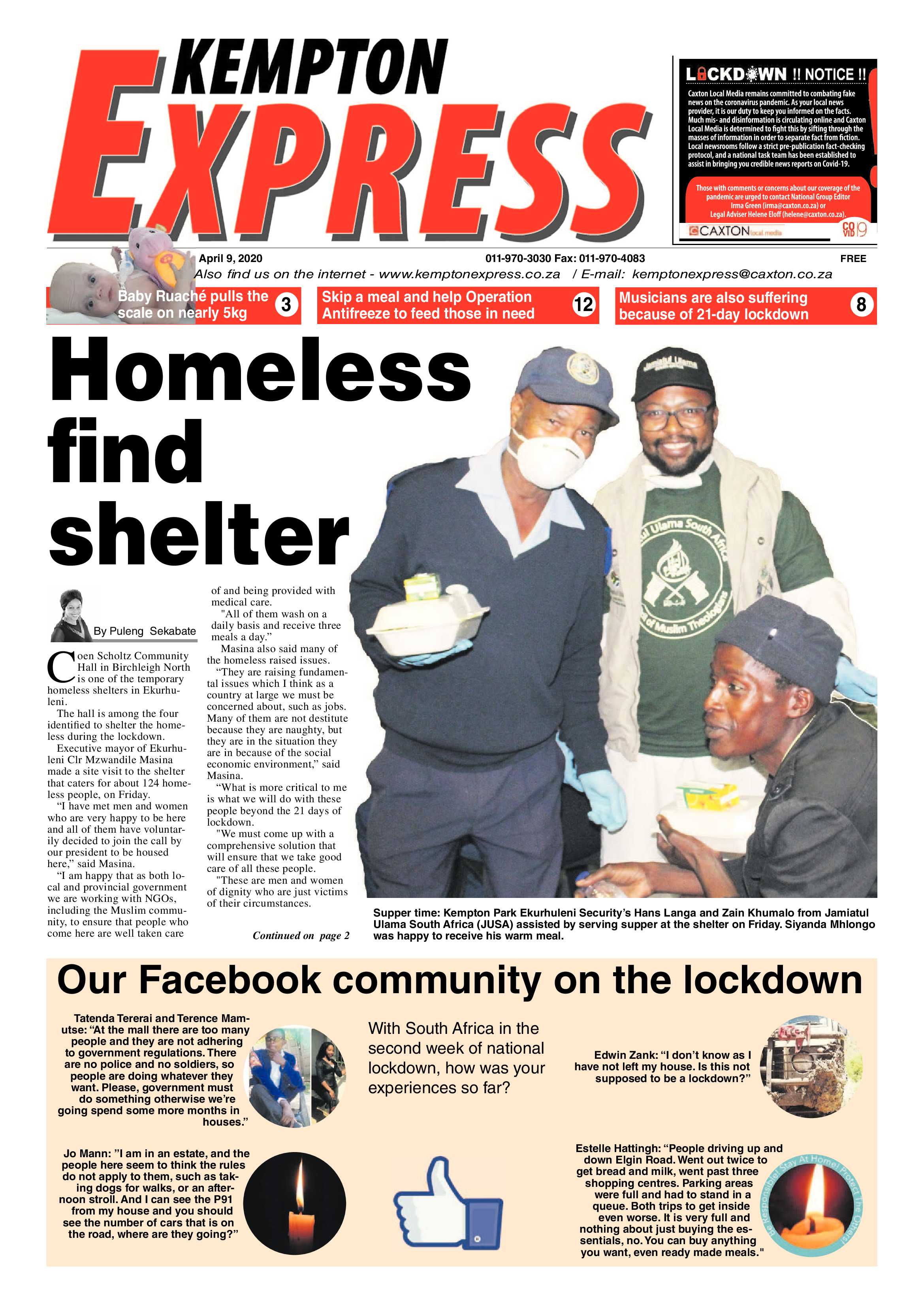 Kempton Express 9 April 2020 page 1