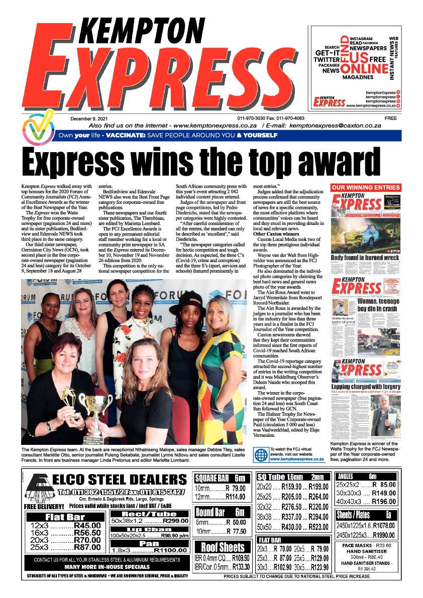 Kempton Express 9 December 2021 page 1