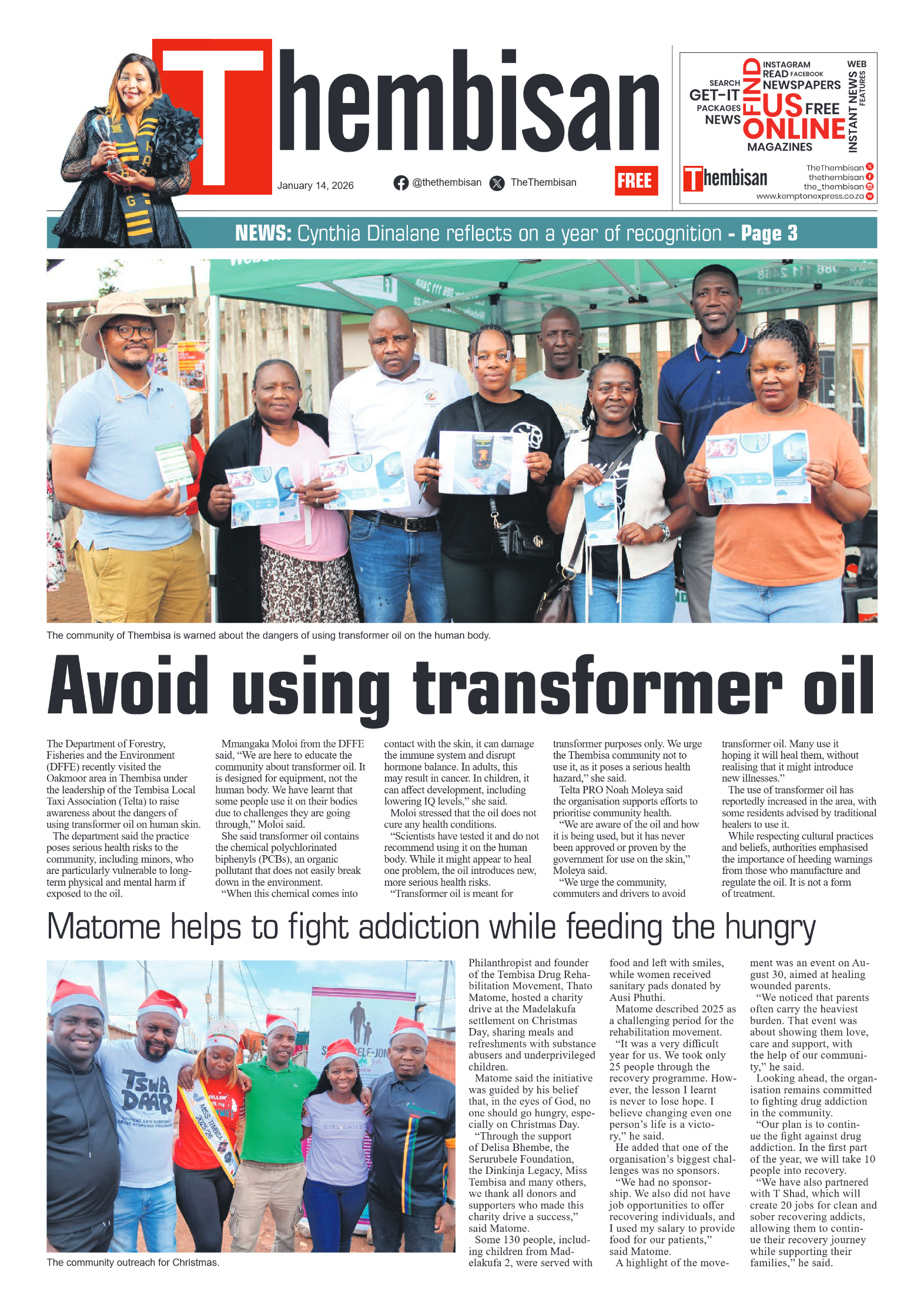 The Tembisan 14 January 2026 page 1