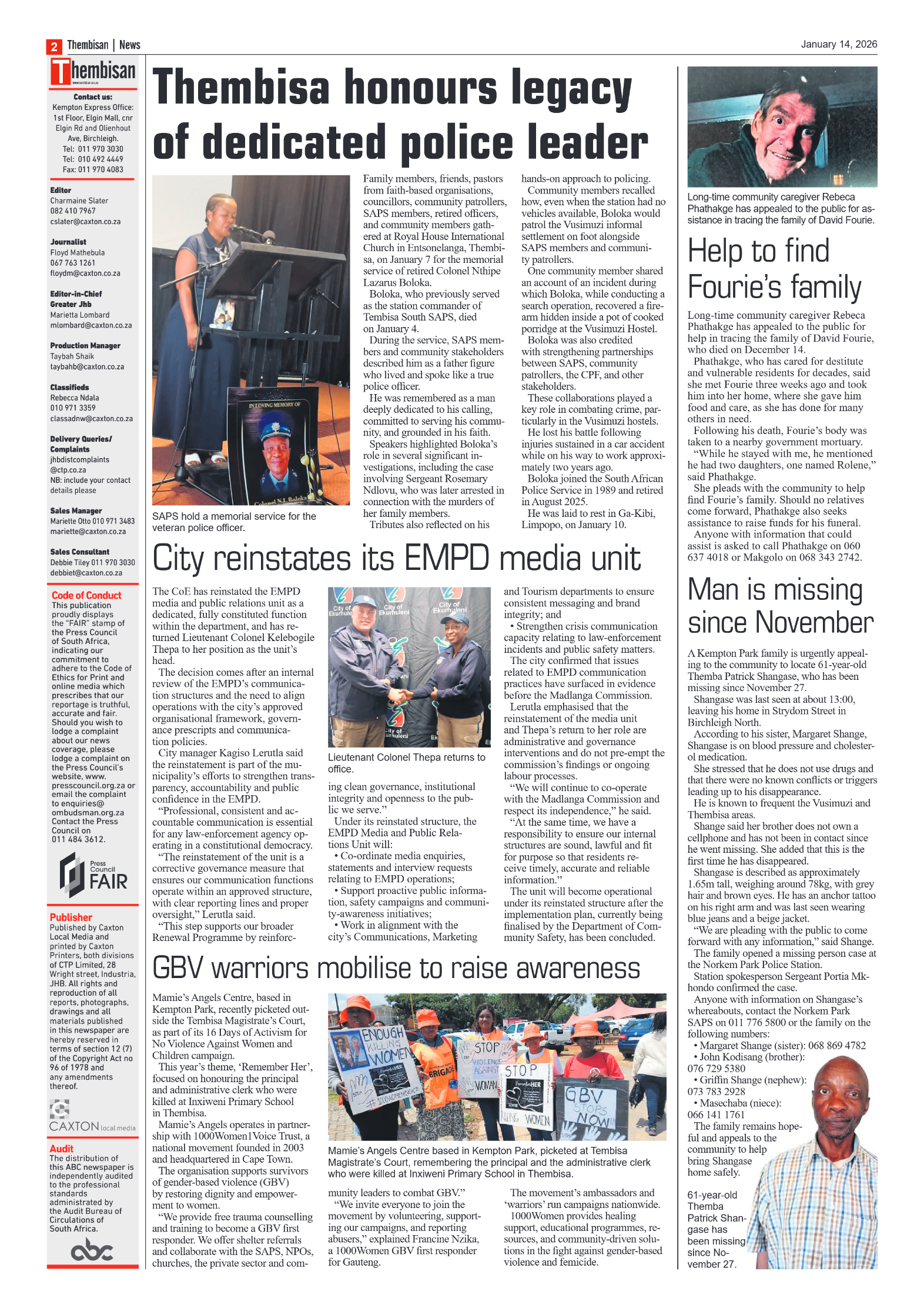 The Tembisan 14 January 2026 page 2