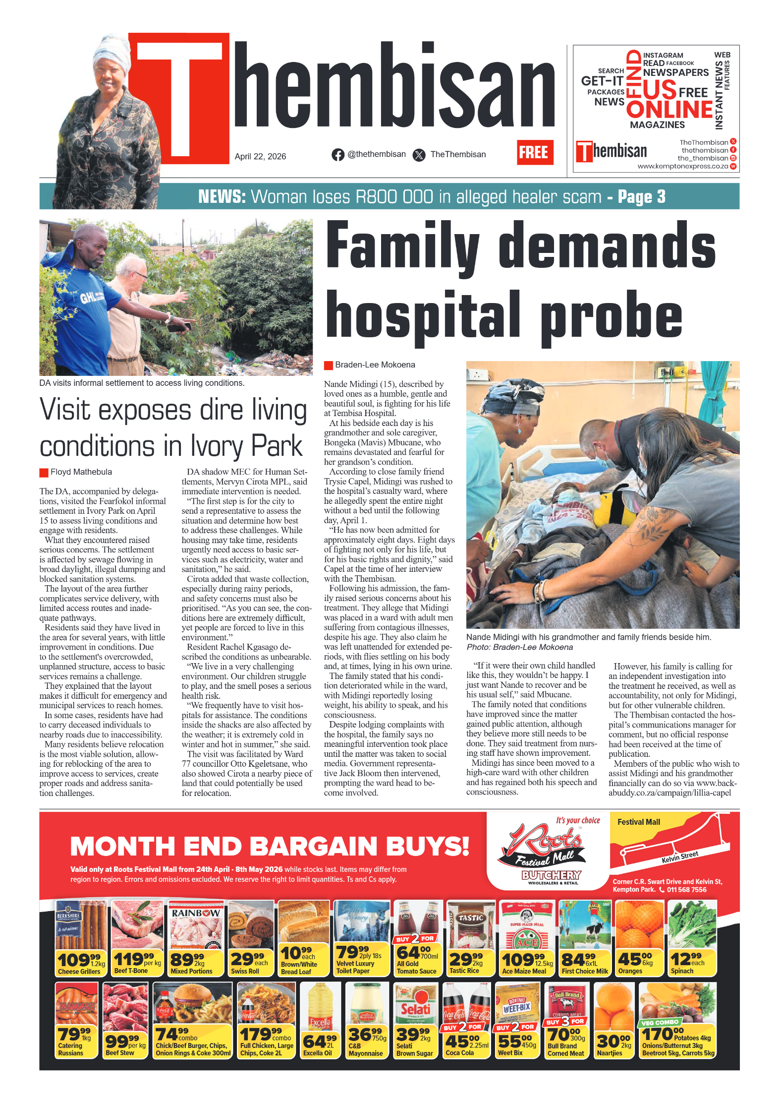 The Tembisan 22 April 2026 page 1