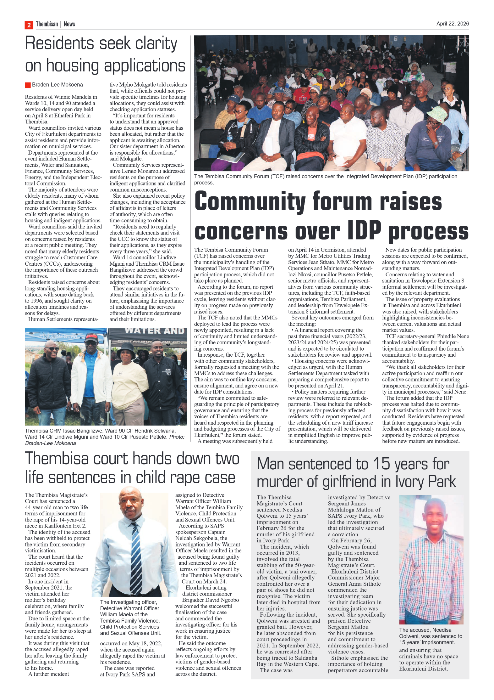 The Tembisan 22 April 2026 page 2