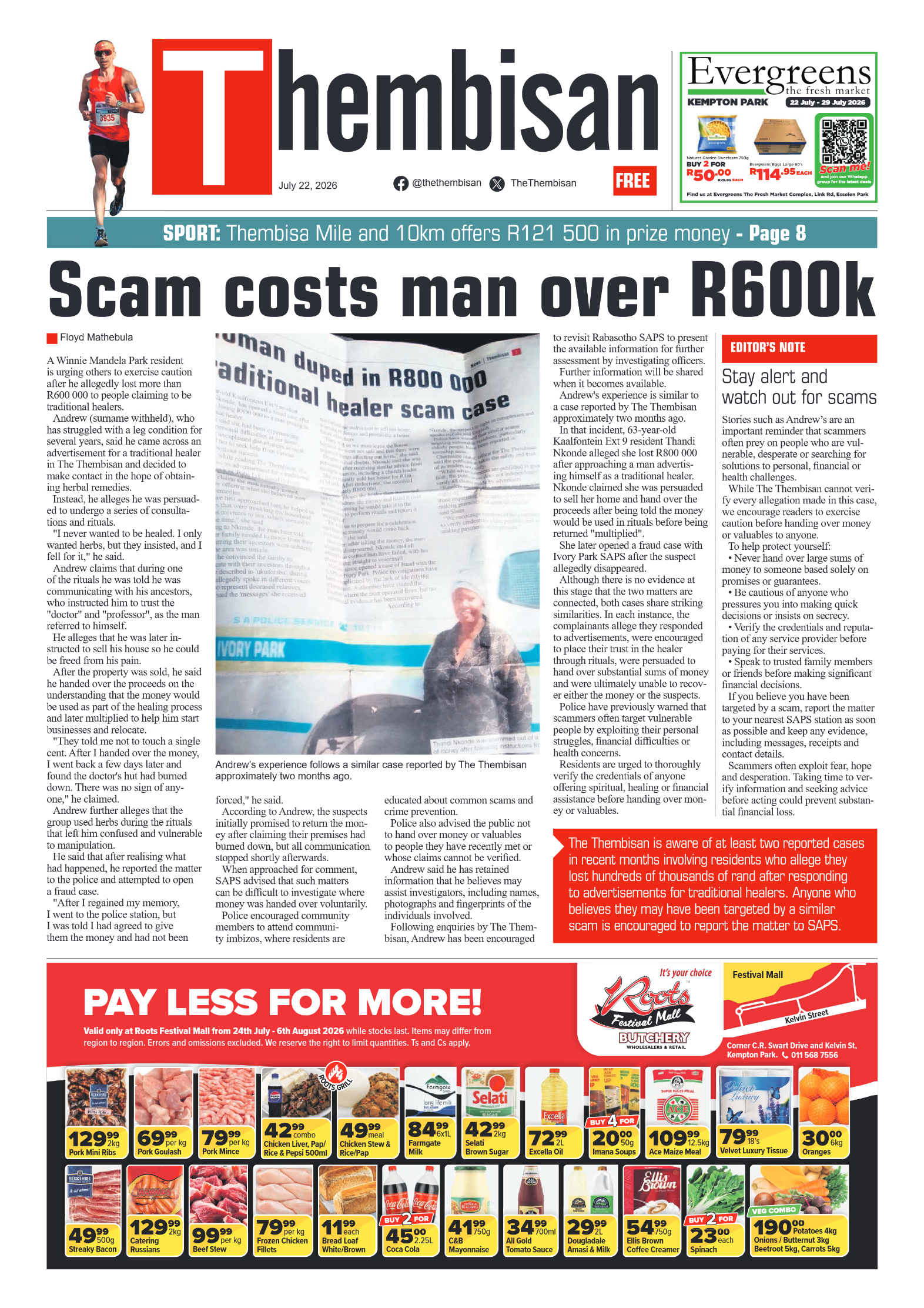 The Tembisan 22 July 2026 page 1