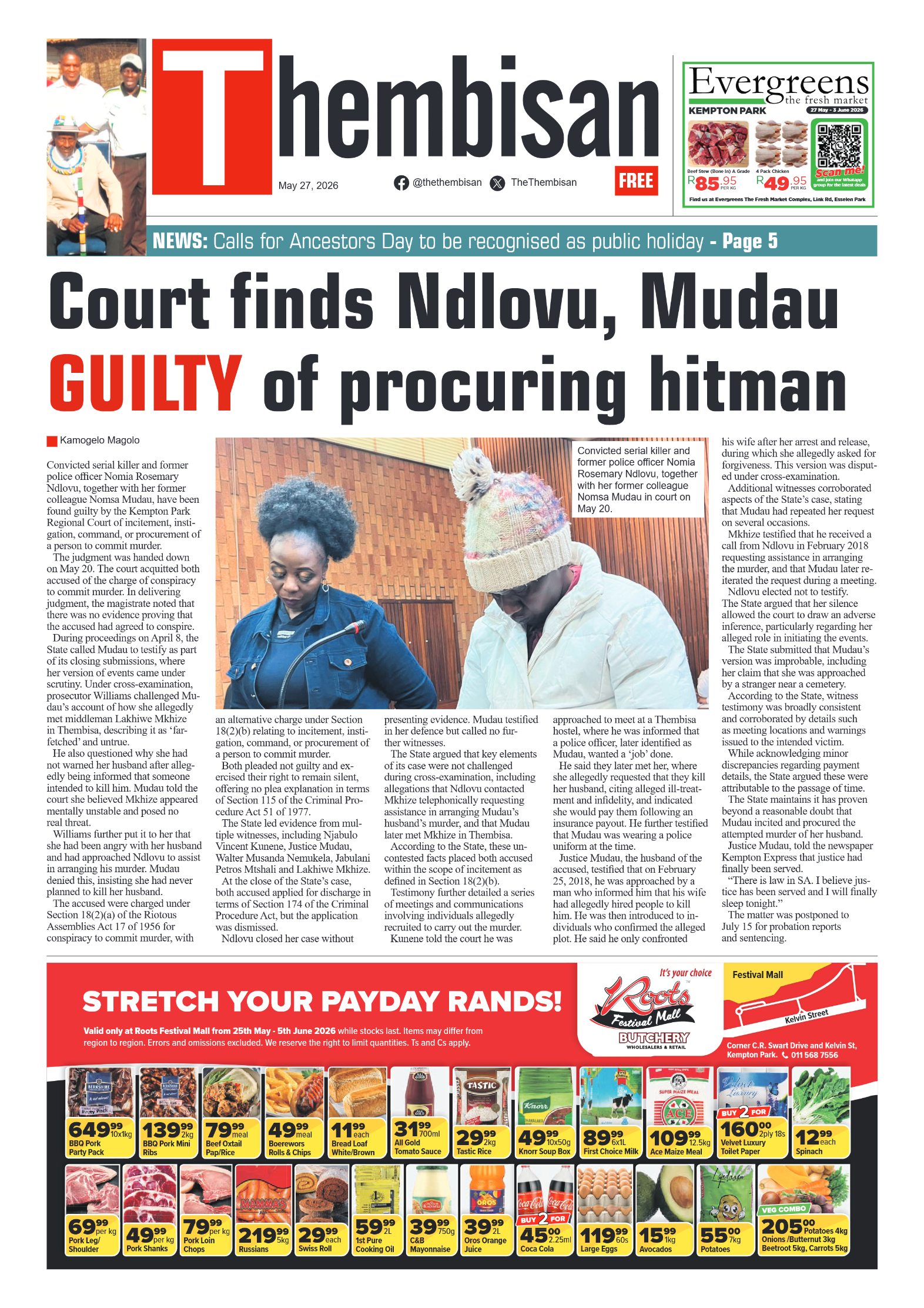 The Tembisan 27 May 2026 page 1