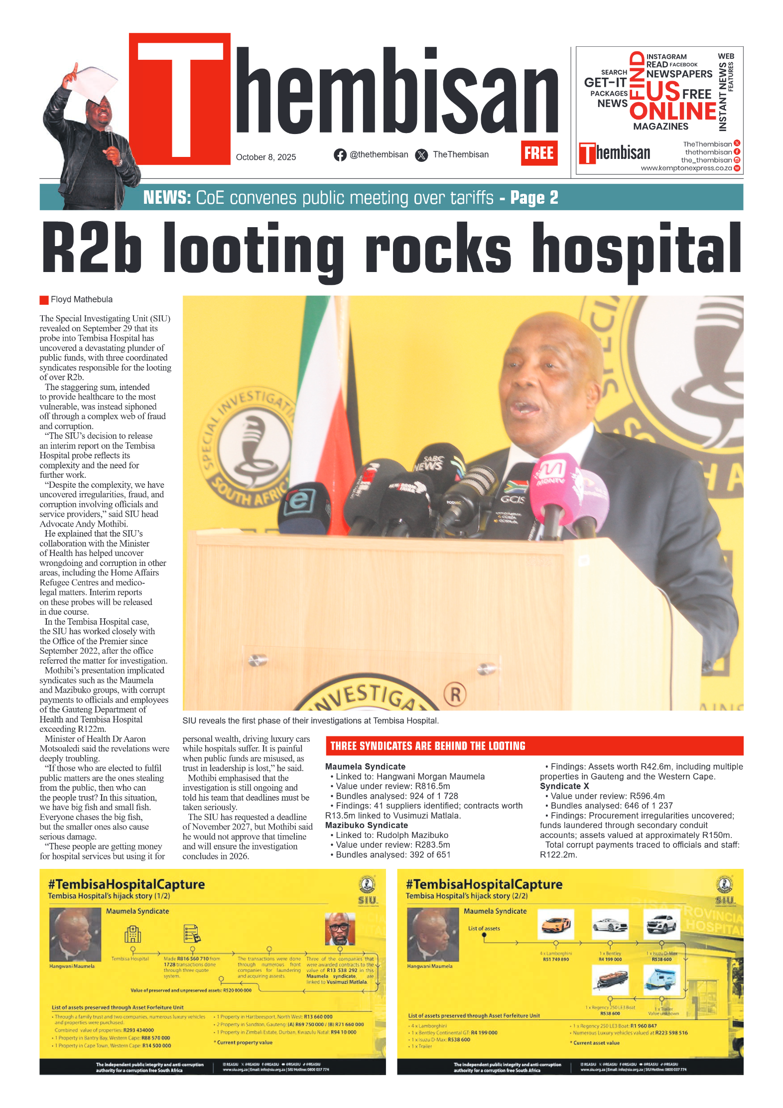 The Tembisan 8 October 2025 page 1