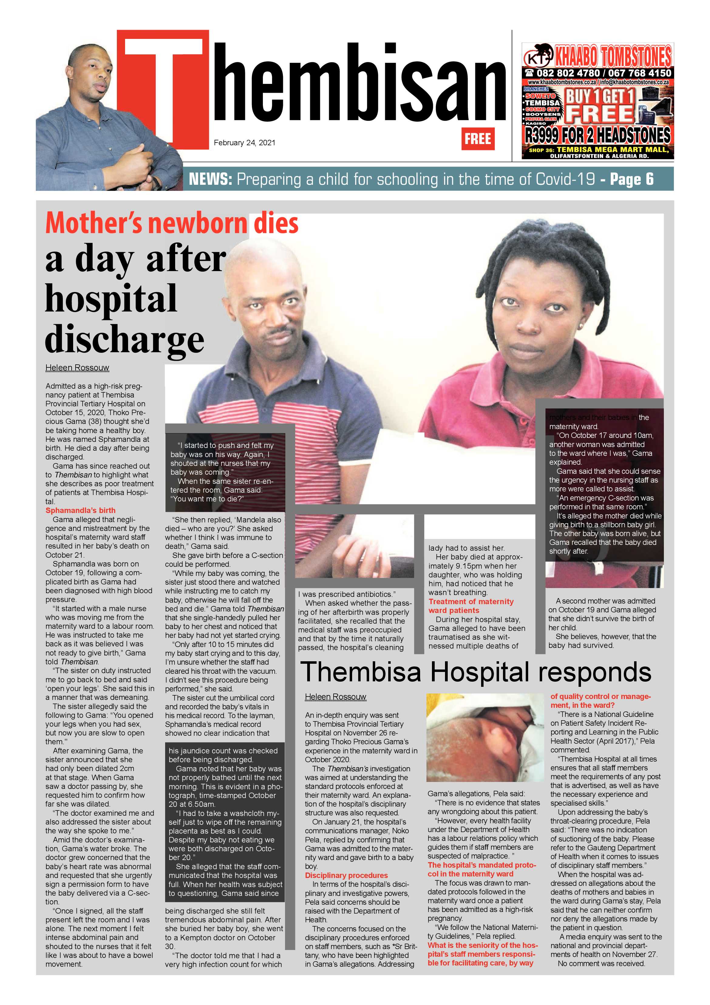 The Thembisan 25 February 2021 page 1